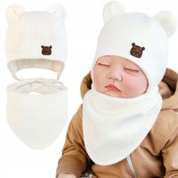 Komplet podwójny CZAPKA niemowlęca WIĄZANA + APASZKA wiosna jesień 38-40