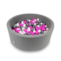 Suchy basen 110x40cm szary z piłeczkami 500szt (białe, szare, różowe)
