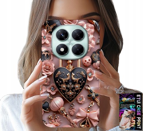 ETUI DO XIAOMI NOTE 14 PRO 5G - KOBIECE WZORY KŁÓDKA SERCE CASE + SZKŁO na Arena.pl