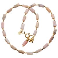 Naszyjnik z kwiatem - Opal Różowy i srebro złocone