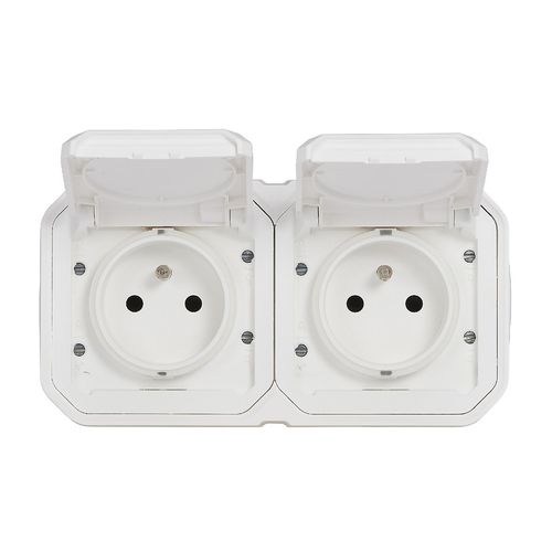 Nowe Plexo - Gniazdo 2x2P+Z poziome, komplet natynkowy 16A-250 V~- białe - Legrand 069778L na Arena.pl