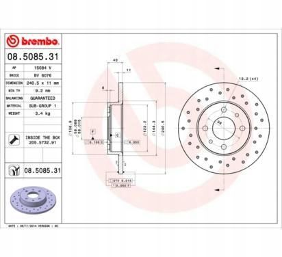 TARCZA HAM TYL 240X11 P BREMBO na Arena.pl