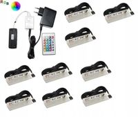 Zestaw LED RGB 9 x klips PCV do szklanych półek