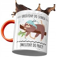 Kubek Pomarańczowy Śmieszny Urodzony Do Spania Z Nadrukiem Ze Zdjęciem