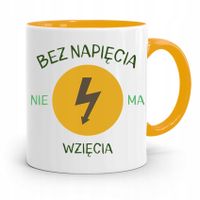Kubek Żółty Elektryka Bez Napięcia Nie Ma Wzięcia Z Nadrukiem Ze Zdjęciem
