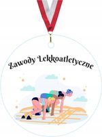 MEDAL Z PLEXI 5 cm z nadrukiem UV zawody lekkoatletyczne kolorowe wzory