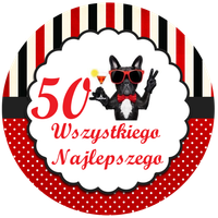 Opłatek na tort Urodziny Pies Piesek Whisky Drink Okazjonalny 18 30 40 50