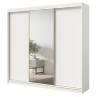 Szafa wysoka przesuwna z lustrem Fiore Plus 3D1L 250 Biała/Złoty