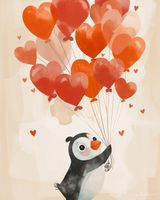 Plakat 40x50cm Pingwinek z Balonami