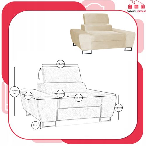 Zestaw mebli wypoczynkowych salonu Bosso Sofa 3os fotele beż na Arena.pl