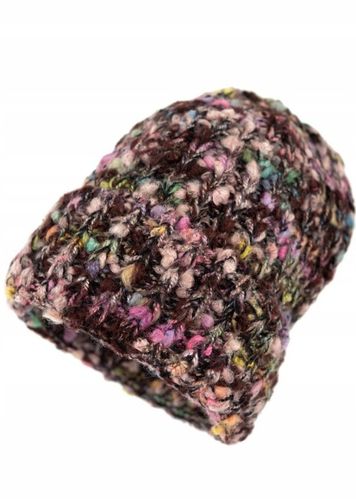 Czapka zimowa damska Multicolor - boucle, gruba, beanie Czarny na Arena.pl