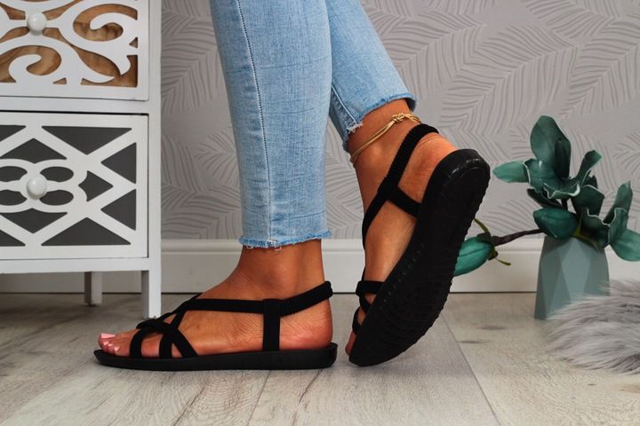 CZARNE SANDAŁY DAMSKIE SPORTOWE GUMECZKI NA LATO zdjęcie 6