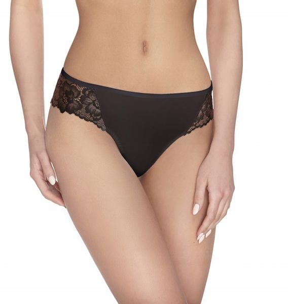 Ewana 088 Koronkowe Stringi Mikrofibra Czarny XL zdjęcie 3
