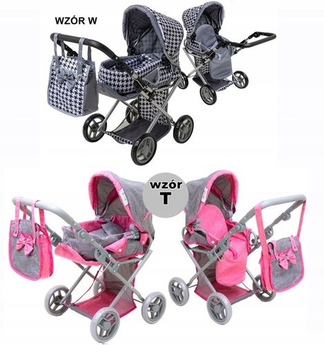 Wózek dla lalek 3w1 SPACEROWY GŁEBOKI + INTERAKTYWNA LALKA BOBAS zestaw XXL na Arena.pl