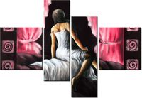 130CM 90 OBRAZ 4 ELEM PIĘKNA DZIEWCZYNA CZERWIENI ŚCIENNY