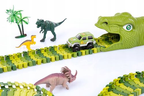 TOR SAMOCHODOWY WYŚCIGOWY PARK DINOZAURÓW MAGIC TRACK 240 elementów / 360cm na Arena.pl