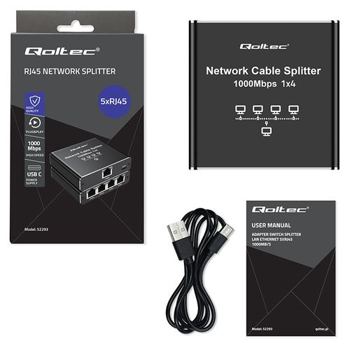 Qoltec Splitter Ethernet 1x4 RJ45 1000Mb/s USB-C na Arena.pl