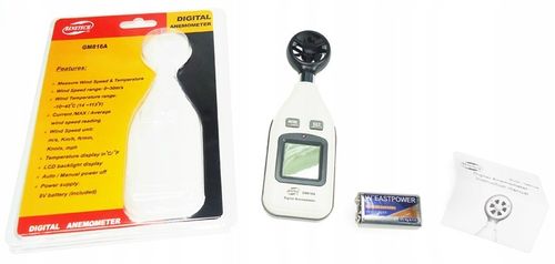 ANEMOMETR WIATROMIERZ MIERNIK WIATRU TEMPERATURY POMIAR PRĘDKOŚCI POWIETRZA na Arena.pl