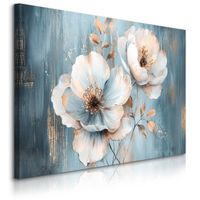 Obraz Canvas Do Sypialni Białe Kwiaty Abstrakcja Akwarele 70cm x 50cm