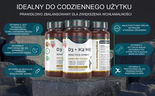 Naturalna witamina D3 2000IU + K2 100mcg Najwyższa Biodostępność na Arena.pl