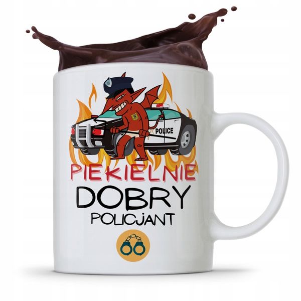 Kubek Prezent Dla Piekielnie Dobrego Policjanta Z Nadrukiem Ze Zdjęciem zdjęcie 1