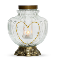 Znicz Nowoczesny solarny szklany złoty 28 cm