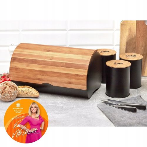 CHLEBAK CZARNY +3x POJEMNIKI KAWĘ herbatę CUKIER na Arena.pl