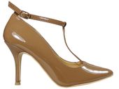 Beżowe szpilki z paskiem w kostce buty damskie 40