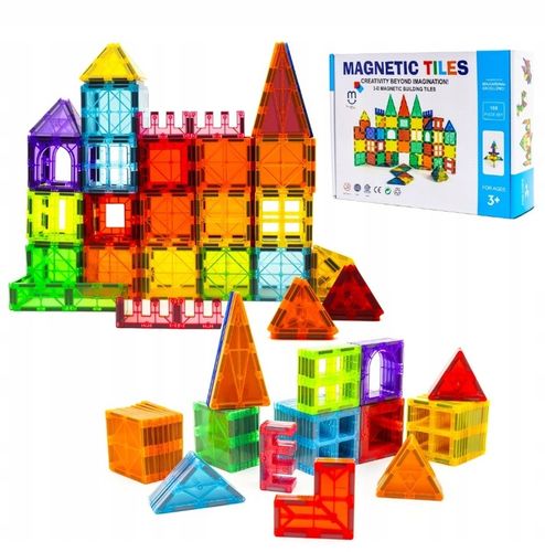 Klocki Magnetyczne 3D Konstrukcyjne Zestaw 100 elementów 3+ Edukacyjne DUŻE na Arena.pl