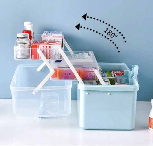 ORGANIZER POJEMNIK NA LEKI KASETKA APTECZKA DWUPOZIOMOWA Z BLOKADĄ DUŻA XXL na Arena.pl