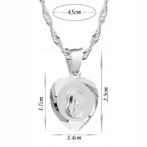 Medalik Komunijny Matka Boska Serce i łańcuszek srebrny 45cm GRAWER Komunia na Arena.pl