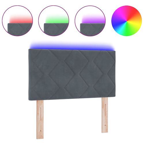 Wezgłowie LED Ze LED Lights ciemno szary 80 cm Aksamit na Arena.pl