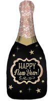 Balon foliowy butelka szampana gwiazdki Happy New Year, 86x45 cm