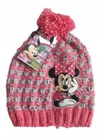 Czapka zimowa dziecięca dla dziewczynki Myszka Minnie dzianinowa 52 szara