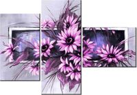 100CM 80 OBRAZ 3 ELEM SŁONECZNIKI FIOLECIE ŚCIENNY