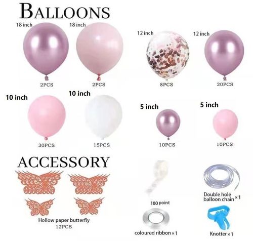 GIRLANDA BALONOWA RÓŻ FIOLET URODZINY BABY SHOWER CHRZCINY WESELE ROCZEK na Arena.pl