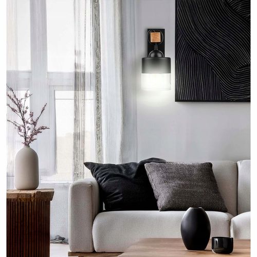Kinkiet Czarny Lampa Ścienna Nowoczesna Loft Drewniana E27 LEDLUX 60W na Arena.pl