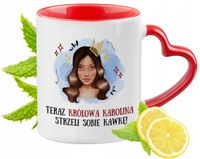 Dla Karoliny Kubek Czerwony Z Uszkiem W Kształcie Serca Na Prezent