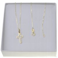 Złoty Łańcuszek z Krzyżykiem dla Chłopca 585 Na Komunię Chrzest + opakowan