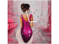 50X50CM ZEGAR RÓŻOWA SUKNIA PARYŻU DREWNO