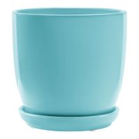 Doniczka ceramiczna Miętowy okrągła połysk Ø20cm z podstawką gładka