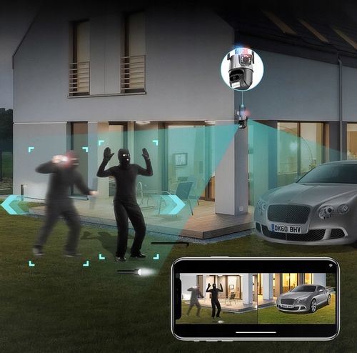 Kamera Zewnętrzna WiFi Obrotowa Podwójna Dwa Obiektywy 2x3MP na Arena.pl