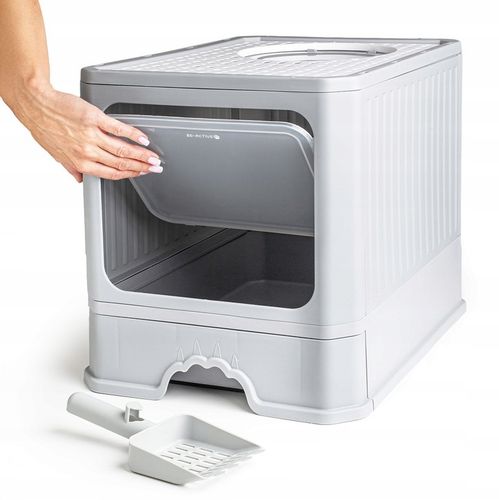 KUWETA DLA KOTA Z SZUFLADĄ ZAMKNIĘTA DUŻA KRYTA NA ŻWIREK TOALETA ŁOPATKA na Arena.pl