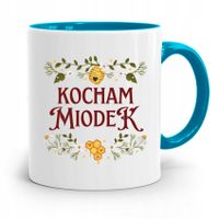 Kubek Błękitny Dla Pszczelarza Kocham Miodek Z Nadrukiem Ze Zdjęciem