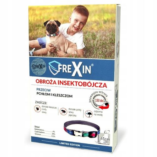 FREXIN OBROŻA NA PCHŁY I KLESZCZE DLA PSA PSÓW ŚREDNIE RASY REGULOWANA 45cm na Arena.pl