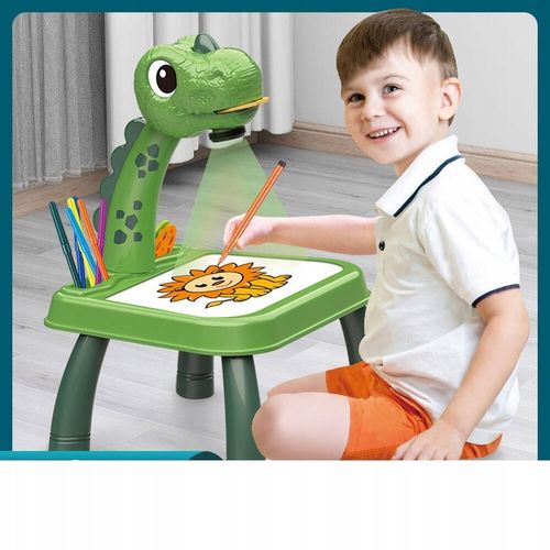 STOLIK DO NAUKI RYSOWANIA DINO TABLICA PROJEKTOR 24 wzory 12 pisaków na Arena.pl