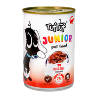 TUF TUF JUNIOR Pełnoporcjowa karma dla szczeniąt z wołowiną w sosie 415g
