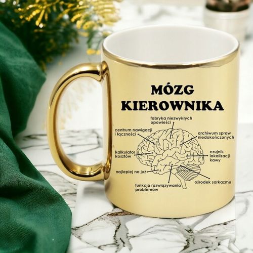 KUBEK ZŁOTY PREMIUM MÓZG KIEROWNIKA ŚMIESZNY PREZENT DLA SZEFA na Arena.pl