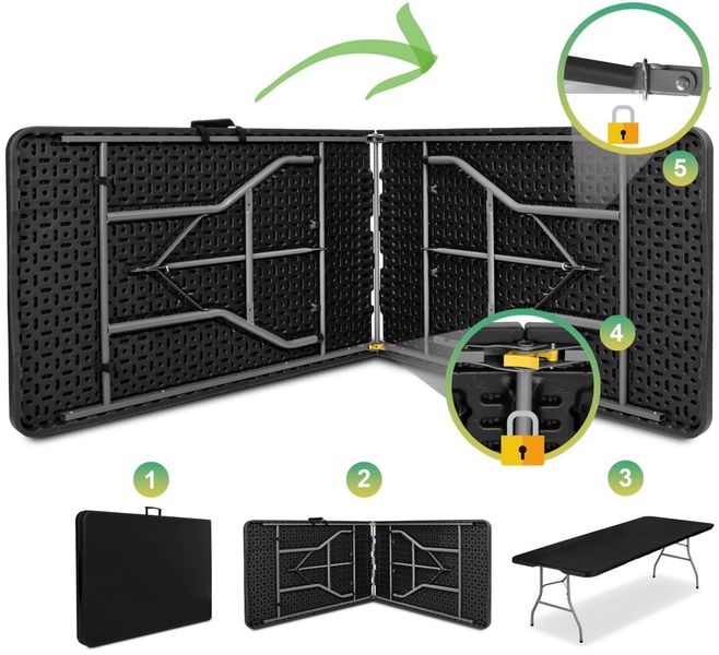 Stół cateringowy IMPRO składany w walizkę 240 cm czarny zdjęcie 4