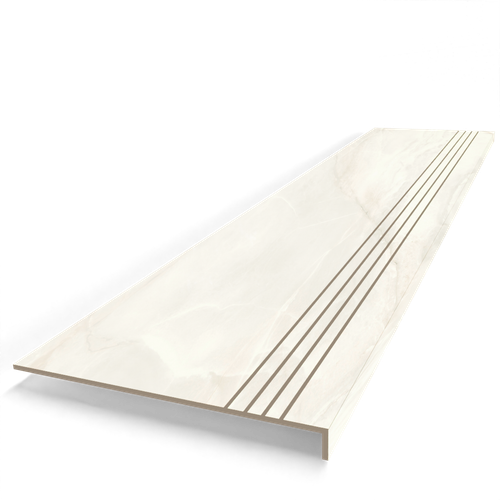 Gruba płytka schodowa z kapinosem 100x30, Ryfle, KREMOWY MARMUR - POŁYSK na Arena.pl